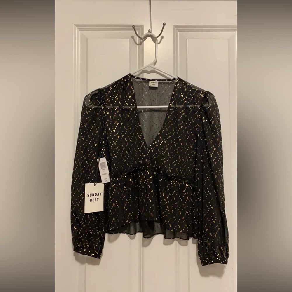 Sheer black and gold top